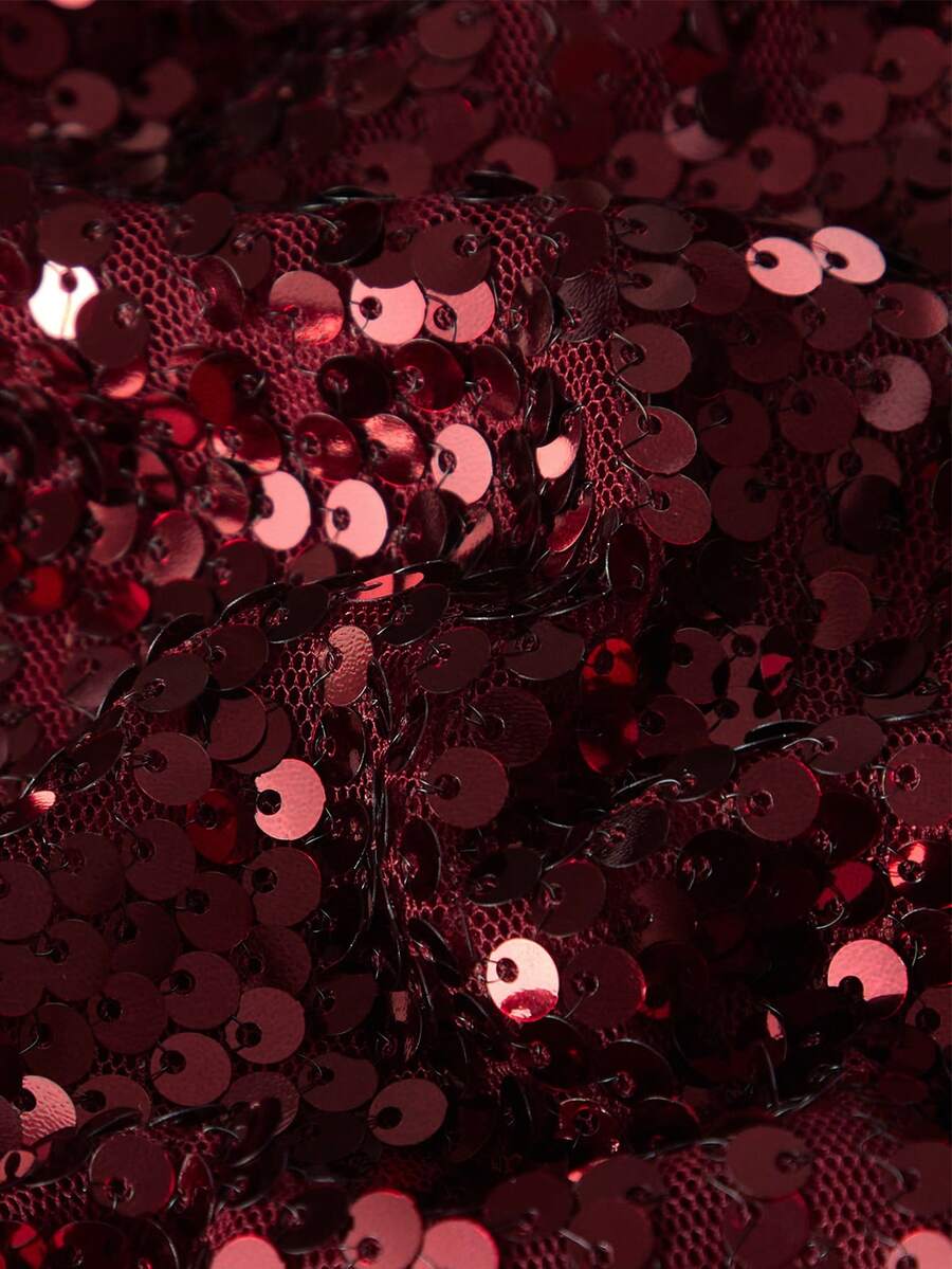 Gonna Elegante con Paillettes Bordeaux - Bodycon con Spacco Laterale