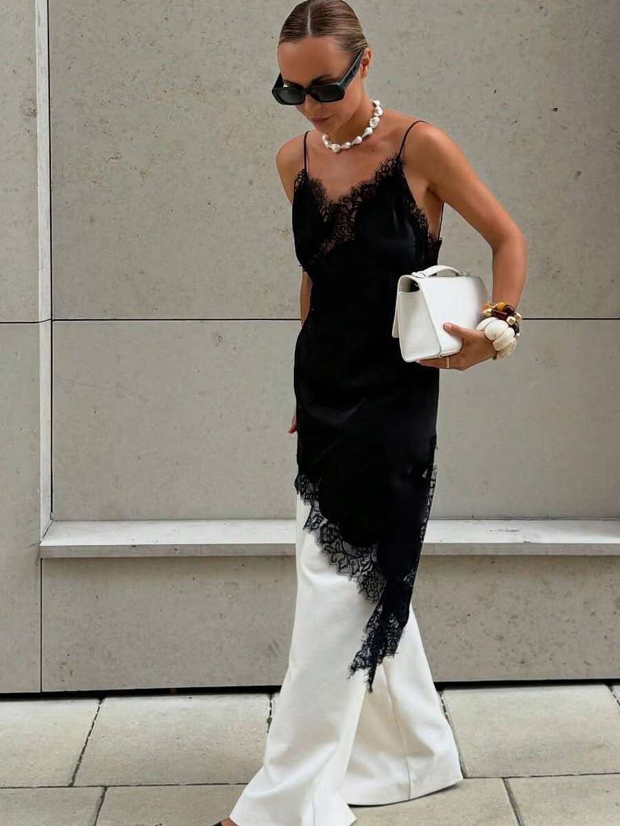 Kanten damesjurken Satijn asymmetrische zomerfeestjurken Korte jurken Vrouwelijke elegante nieuwe pyjama's Mouwloos sexy bruin zwart dames jurken zonder rug