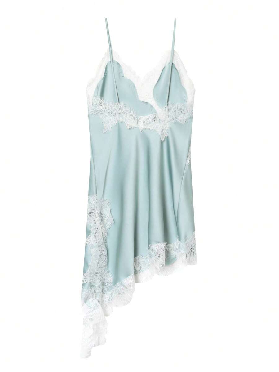 Kanten damesjurken Satijn asymmetrische zomerfeestjurken Korte jurken Vrouwelijke elegante nieuwe pyjama's Mouwloos sexy bruin zwart dames jurken zonder rug