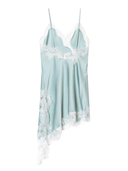 Kanten damesjurken Satijn asymmetrische zomerfeestjurken Korte jurken Vrouwelijke elegante nieuwe pyjama's Mouwloos sexy bruin zwart dames jurken zonder rug