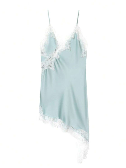 Kanten damesjurken Satijn asymmetrische zomerfeestjurken Korte jurken Vrouwelijke elegante nieuwe pyjama's Mouwloos sexy bruin zwart dames jurken zonder rug