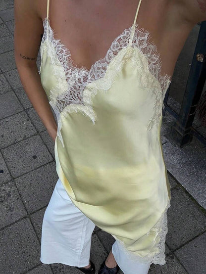 Kanten damesjurken Satijn asymmetrische zomerfeestjurken Korte jurken Vrouwelijke elegante nieuwe pyjama's Mouwloos sexy bruin zwart dames jurken zonder rug