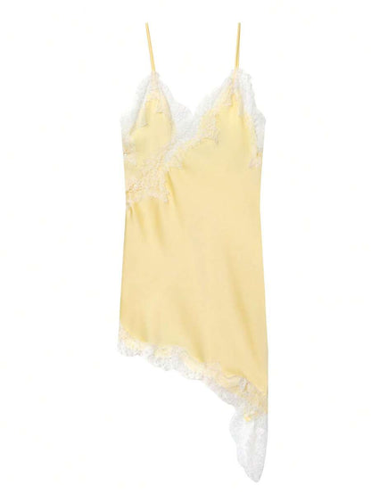 Kanten damesjurken Satijn asymmetrische zomerfeestjurken Korte jurken Vrouwelijke elegante nieuwe pyjama's Mouwloos sexy bruin zwart dames jurken zonder rug