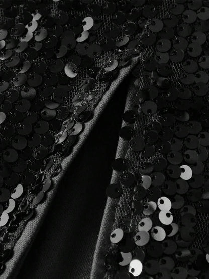 Gonna Elegante con Paillettes Bordeaux - Bodycon con Spacco Laterale