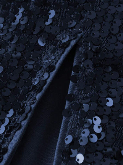 Gonna Elegante con Paillettes Bordeaux - Bodycon con Spacco Laterale