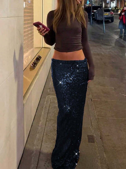 Gonna Elegante con Paillettes Bordeaux - Bodycon con Spacco Laterale