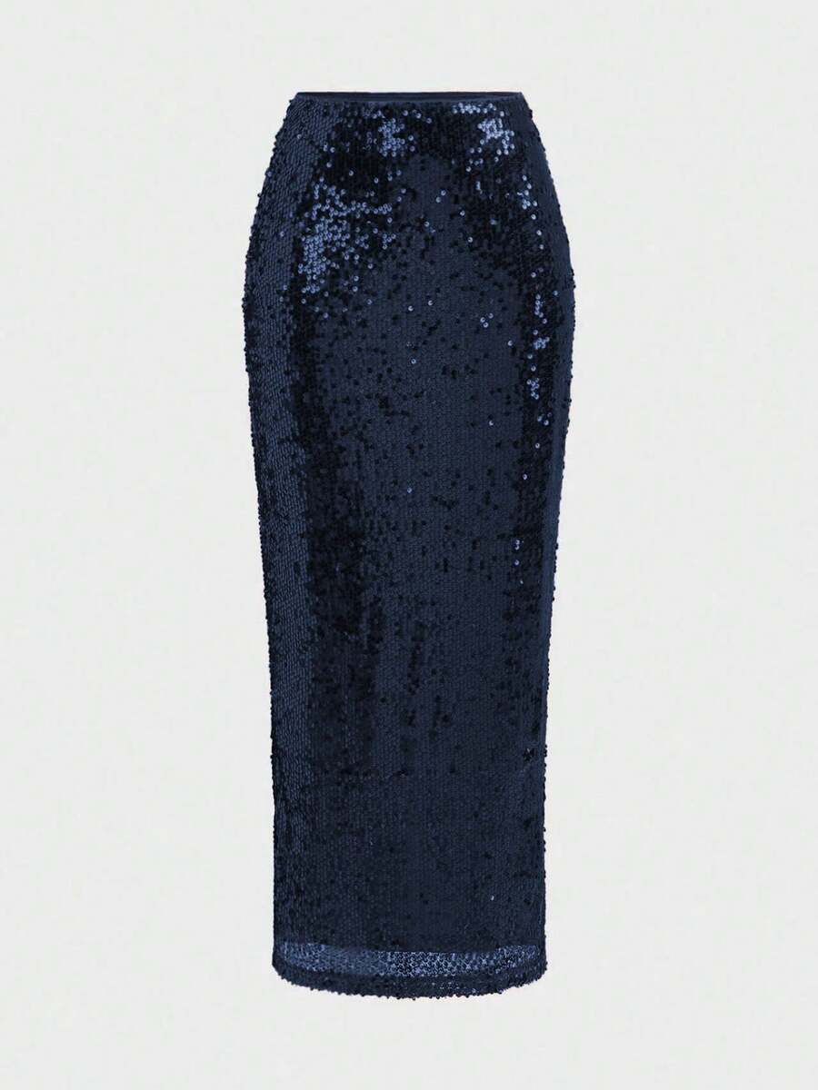 Gonna Elegante con Paillettes Bordeaux - Bodycon con Spacco Laterale