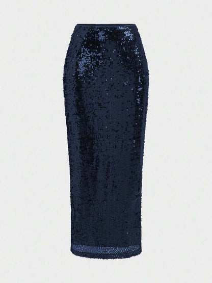 Gonna Elegante con Paillettes Bordeaux - Bodycon con Spacco Laterale