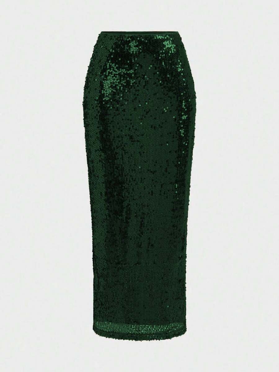 Gonna Elegante con Paillettes Bordeaux - Bodycon con Spacco Laterale