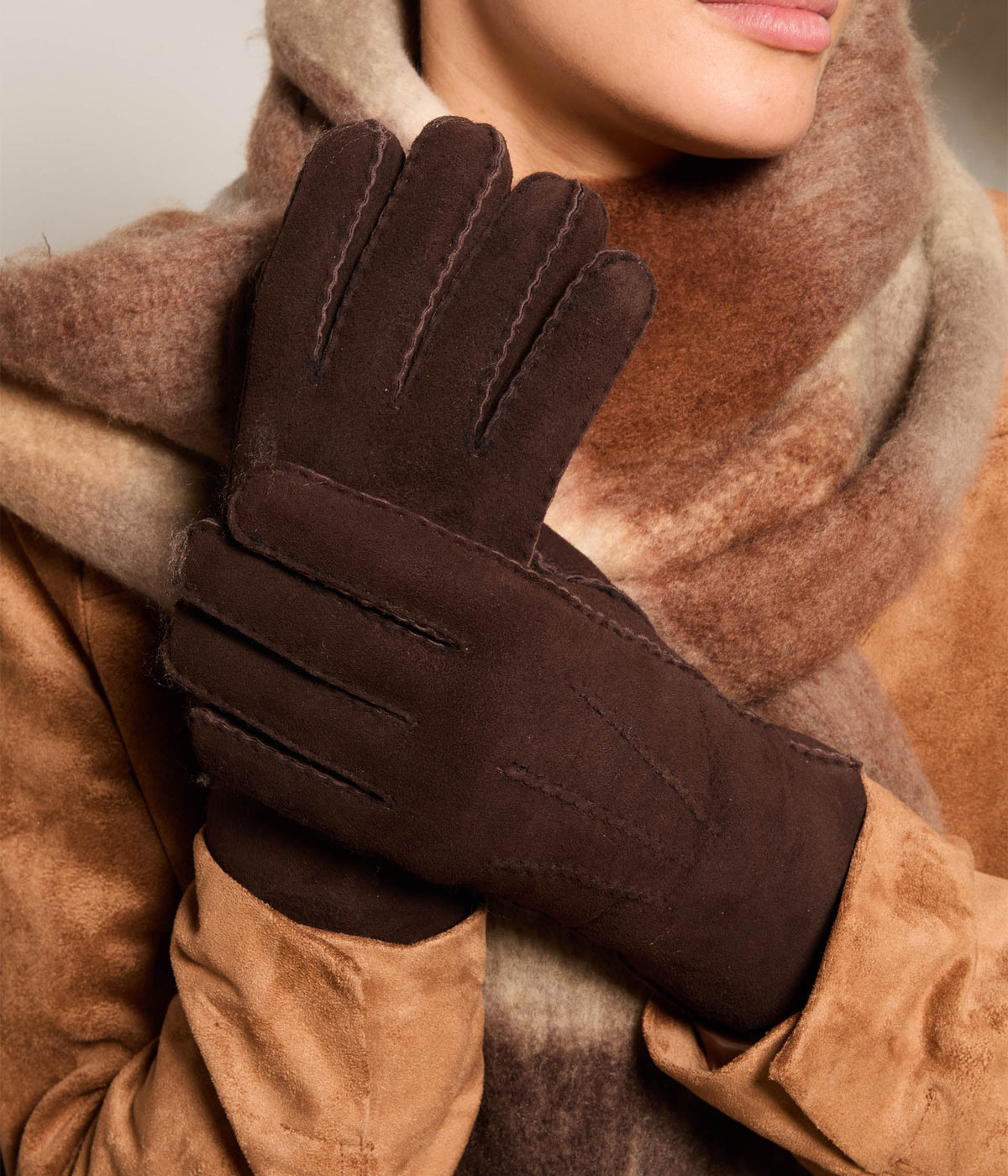 Gants en cuir chocolat Milly